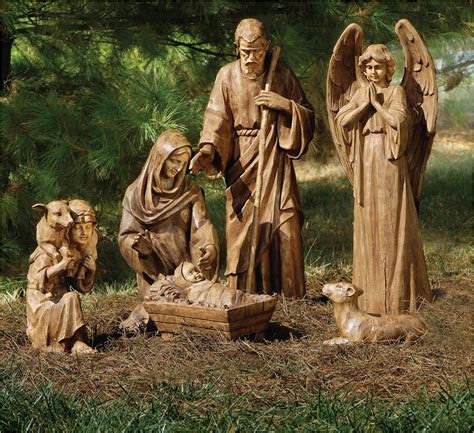 This large outdoor nativity set is made of polyresin, and the tallest height is almost life-size. . Hobby lobby large nativity set